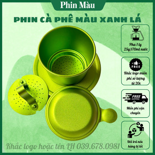 Phin nhôm pha cà phê màu xanh lá,phin cafe anod màu xanh lá khắc tên hoặc logo theo yêu cầu