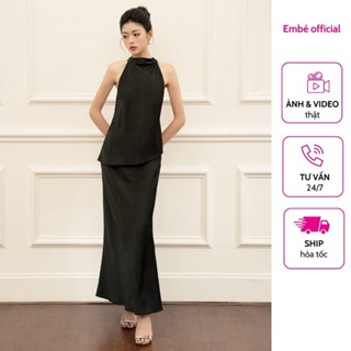 Set váy lụa sang chảnh Black Calliandra thanh lịch, quyết rũ - local brand Embé thời trang nữ thiết kế
