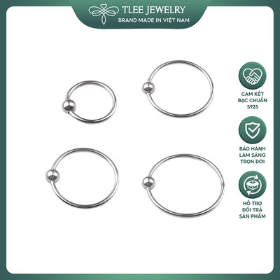 Khuyên tai bạc TLEE tròn mix một bi cố định basic TLEE JEWELRY B0212