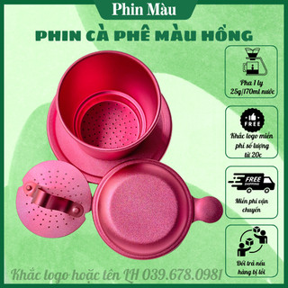 Phin nhôm pha cà phê màu hồng,phin cafe anod màu hồng khắc tên hoặc logo theo yêu cầu
