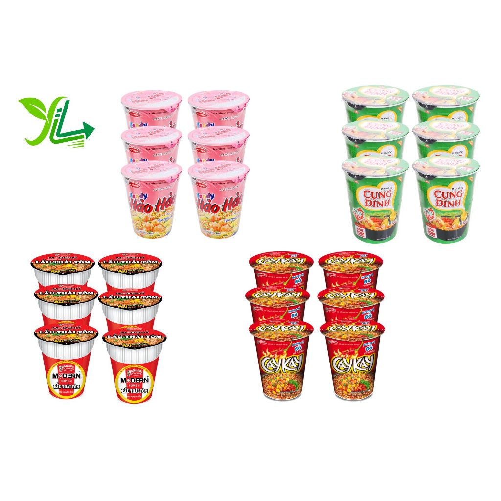  COMBO 6 LY Mì Lẩu Thái Tôm Mordern  Hnady Hảo Hảo  Cung Đình  Caykay  Omachi Các Loại 