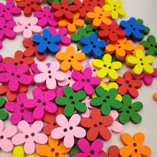 Bộ 100 nút áo gỗ hình hoa 2 lỗ