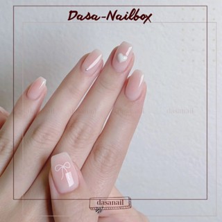 Nail box tay dasa form NGẮN thiết kế vẽ nổi và nơ trend đơn giản dịu dàng tặng keo dán móng