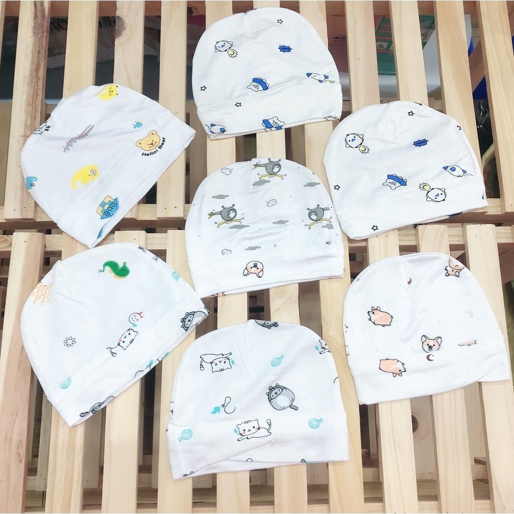 Combo 2 mũ sơ sinh thun lạnh cho bé sơ sinh