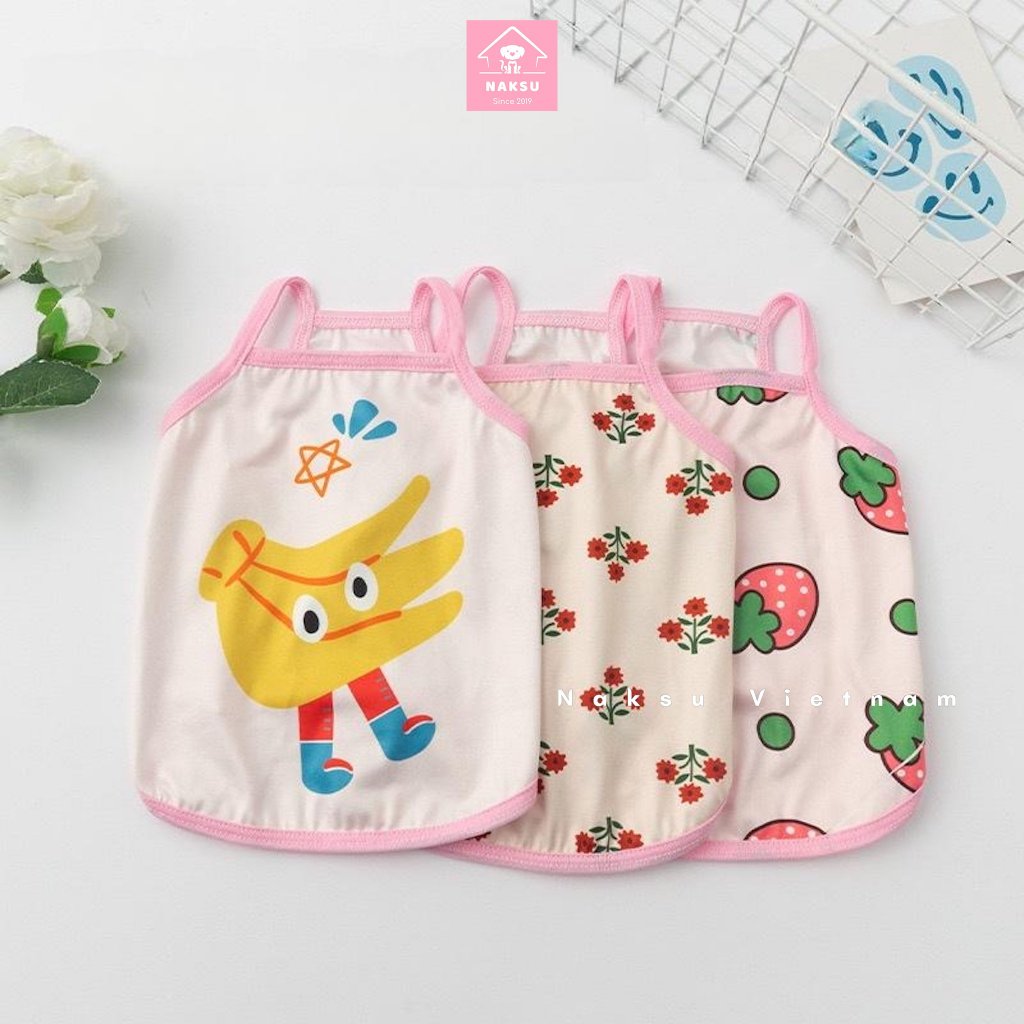 Áo Thun Hai Dây Cho Chó Mèo, Quần Áo Thú Cưng Chất Liệu Co Giản Thoải Mái Naksu, Áo Gấu Cho Chó Mèo