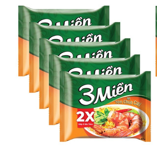 Combo 5 gói mì tôm 3 miền tôm chua cay/tôm hùm/chay/ 3 miền gold
