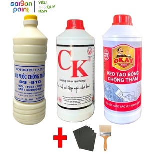 Sỉ 77k Keo nước chống thấm DS – 910, keo bóng nước CK, keo bóng nước Okay siêu bóng và chống thấm, không bị phấn trắg 1L