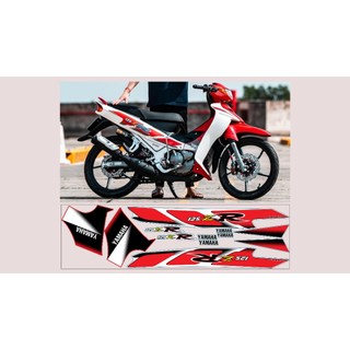 Tem chế yaz trắng đỏ đen dán xe trắng
