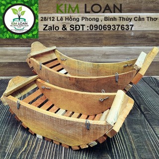 Chậu lan gỗ hình chiếc thuyền 37x15x13cm