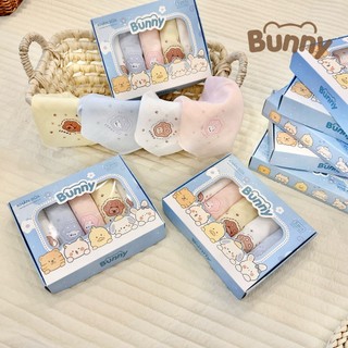 Hộp 5 khăn sữa sợi tre lụa Bamboo Mingo Bunny siêu mềm mịn rửa mặt, tắm cho bé kích thước 30x30cm