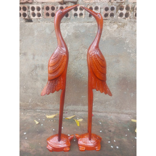 Cặp hạc thờ gia tiên bằng gỗ xoan đào cao 60 cm