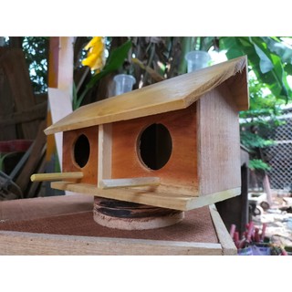 Tổ chim gỗ thô 2 lỗ dành cho dòng chim nhỏ, aviarry