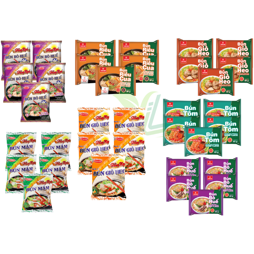 COMBO 5 GÓI Bún Bò/ Giò Heo/ Mắm Hằng Nga, Bún Riêu Cua/Bò/ Giò Heo/ Bún Tôm Vifon....