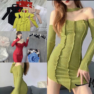 Đầm bẹc vai dây cổ ôm body tà nhọn siêu hách dáng