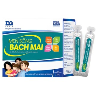 ✔️️️Men sống bạch mai (dùng cho trẻ táo bón và đi ngoài) Men tiêu hóa Hộp 20 ống