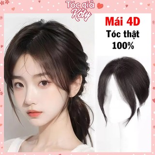 Tóc mái giả 4d tóc thật 100% có rãnh da đầu 25cm, mái thưa tóc thật che hói phủ bạc cho nữ