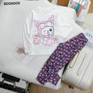 Đồ bộ dài tay bé gái thun cotton size nhí 13-27kg mã 009