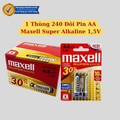 Thùng 240 Đôi Pin Maxell AA , AAA 1,5V SUPER Alkaline  - Hàng chính Hãng