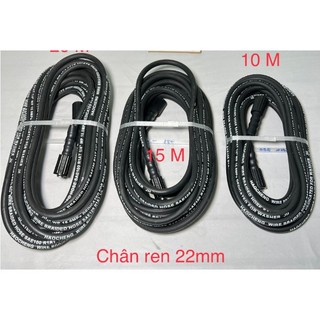 Dây rửa xe lõi thép 10m,15m,20m cho máy rửa xe gia đình - Dây thép đen 2 đầu ren 22mm