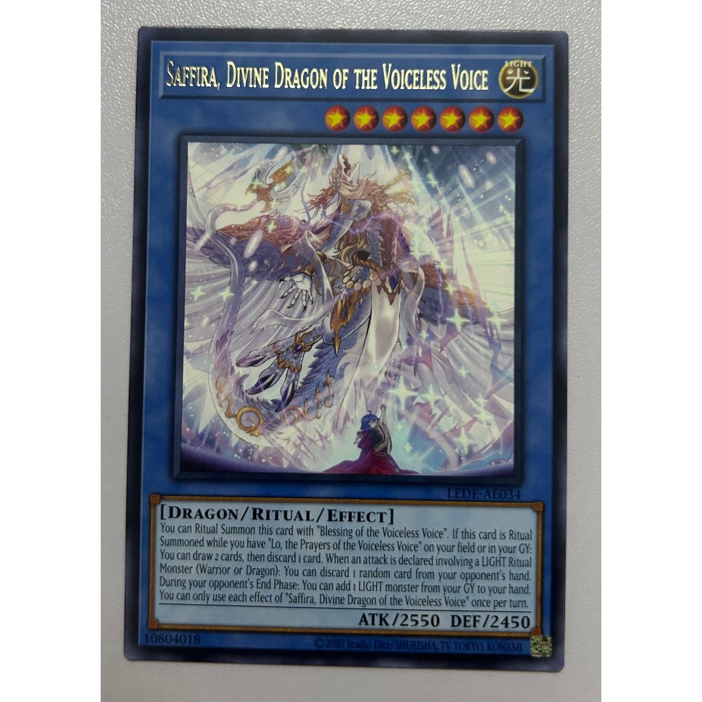 Thẻ bài Yugioh - LEDE-AE034 Saffira, Divine Dragon of the Voiceless Voice (R)