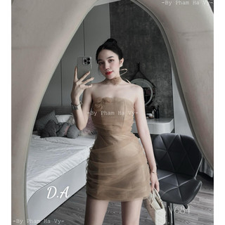 Đầm quây tacta phối lưới đính hoa ngực siu chảnh