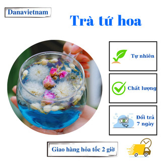 Trà tứ hoa danavietnam (đậu biếc, nụ nhài, nụ hồng Tây tạng, bạch cúc) đẹp da - hộp 10, 20, 30 gói