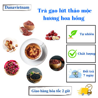 Trà gạo lứt, đậu đen, đậu đỏ, táo đỏ, táo thái lát, hoa hồng danavietnam cao cấp đẹp da, đẹp dáng - hộp 10, 20, 30 gói