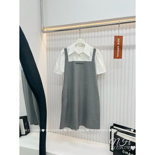 Váy kẻ phối sơmi sm