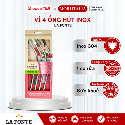 Vỉ 4 ống hút Inox có cọ vệ sinh La Fonte an toàn tiện lợi cao cấp Moriitalia 006699