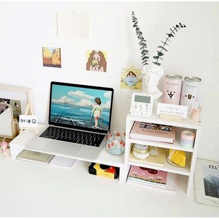 Kệ màn hình, kệ sách để bàn, giá sách 1, 2, 3 tầng bằng gỗ đa năng tiện dụng, decor góc học tập