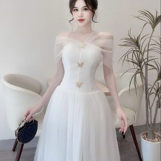 Váy trễ vai tiệc 3 ly ngực