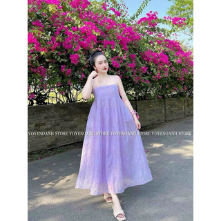 ĐẦM MAXI HOA NỔI HAI DÂY
