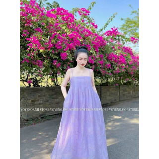 ĐẦM MAXI HOA NỔI HAI DÂY