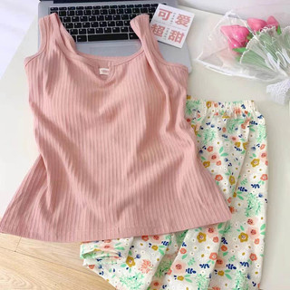 Bộ đồ ngủ mặc nhà form thụng ,Áo Hai Dây kèm Quần Short chất mát có mút