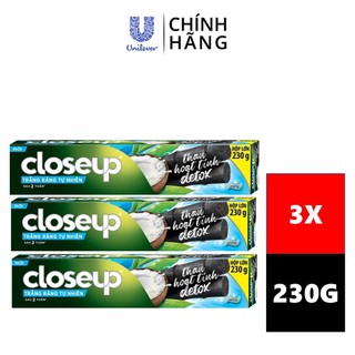 Combo 3 kem đánh răng closeup với chiết xuất dừa và than hoạt tính 230g/tuýp