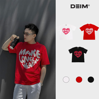 Áo Thun Oversize Nam Nữ Form Rộng 100% Cotton 250gsm - Hình Trái Tim MAKE LOVELY HEART