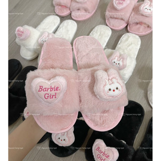 Dép lông nữ NGATODER 4 màu đi trong nhà gắn babi gơn đang yêu cute
