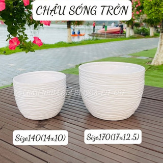Chậu nhựa trồng cây, Chậu cây mini, Chậu giả sứ Sóng tròn nhỏ để bàn dày,đẹp