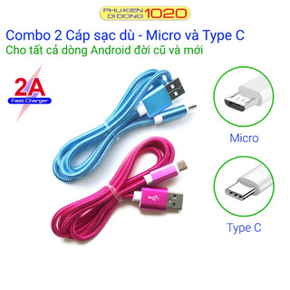 Combo 2 Cáp sạc bọc dù – Giao tiếp Micro và Type C - Dây cáp sạc dù cho tất cả các dòng điện thoại Android đời cũ và mới