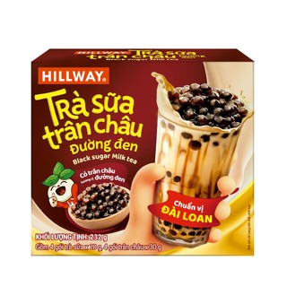 Trà sữa trân châu đường đen Hillway (4 gói trà sữa (28g) và 4 gói trân châu(30g))