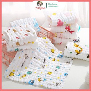 Set 5 khăn rửa mặt xuất Nhật chất liệu xô Organic 6 lớp mềm mại kháng khuẩn kích thước 28*28 cm cho bé