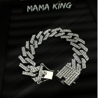 (TẶNG KÈM NHẪN)VÒNG TAY LẮC TAY CUBAN HIPHOP ĐÍNH ĐÁ NHÂN TẠO DOME 20mm by MAMA KING