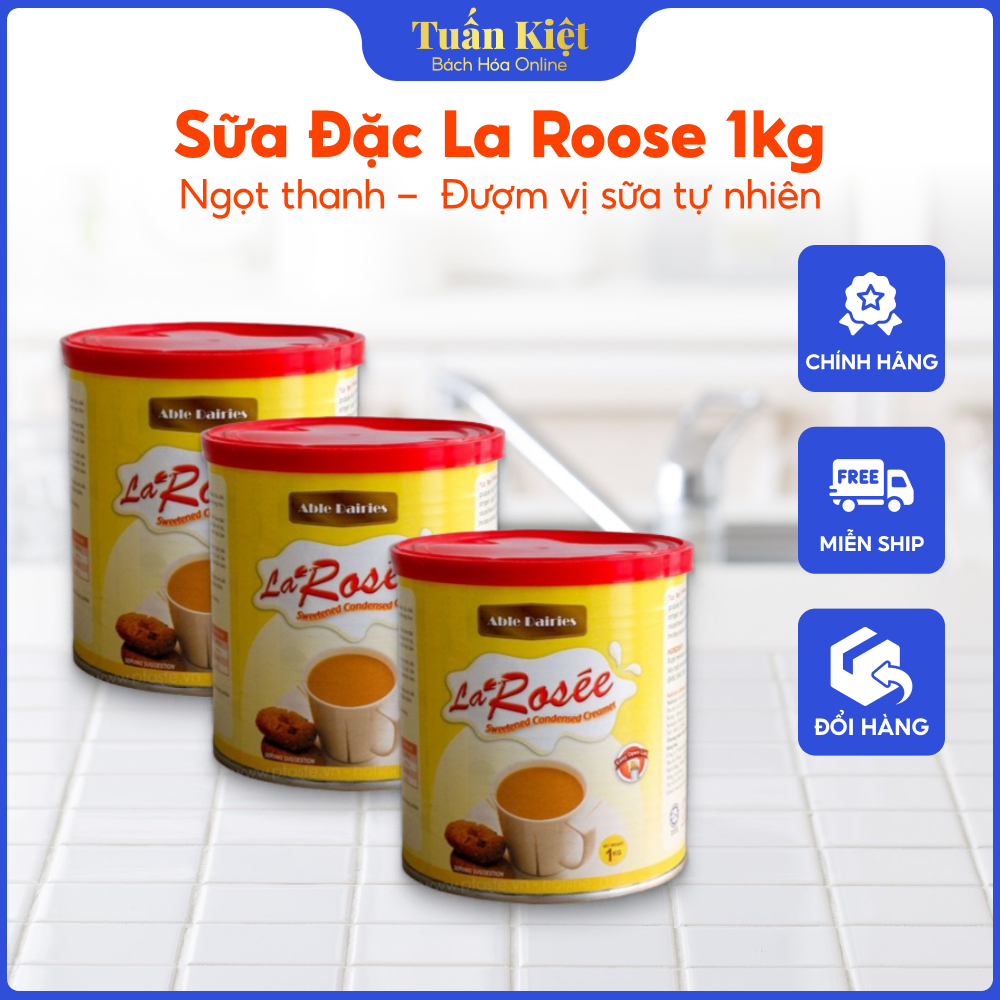 Sữa Đặc, Sữa Đặc Lon La Rosee Hương Thơm Tự Nhiên Vị Ngọt Thanh Có Khoen Mở Tiện Dụng 1kg