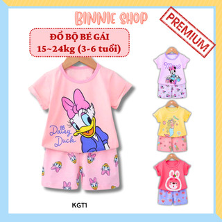 Đồ bộ dễ thương cho Bé Gái 15-24kg (3-6 tuổi) vải cotton mềm mát Hàng QC xuất hàn KaiKai Đồ bộ cho bé BINNIE SHOP KGT1