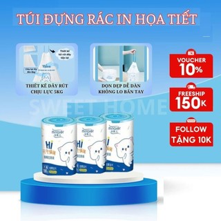 cuộn 100 Túi đựng rác tự phân hủy SWEET HOME có dây rút tiện dụng cho nhà bếp cuộn 100 túi chịu lực lên tới 5kg