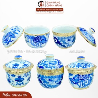 Bát nước sâm gốm sứ bát tràng bọc đồng truyền thống - bát nước thờ