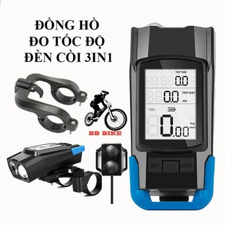 Đồng hồ đo tốc độ xe đạp thể thao có đèn còi 3 trong 1 bb bike - lcm-01, led t6, còi 120db, 800 lm 4000 mah