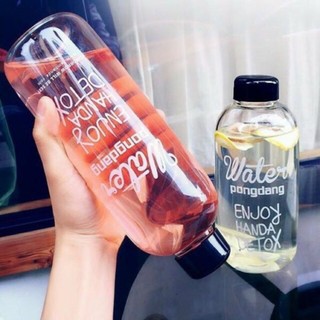 COMBO 2 BÌNH NƯỚC THỦY TINH WATER PONGDANG DETOX  600ML VÀ 1 LÍT - BÌNH PONGDANG, BÌNH DETOX, CHAI PONGDANG