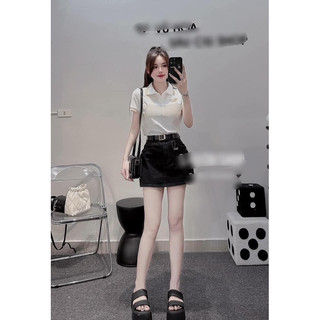 Áo polo cổ viền đen thêu ong
