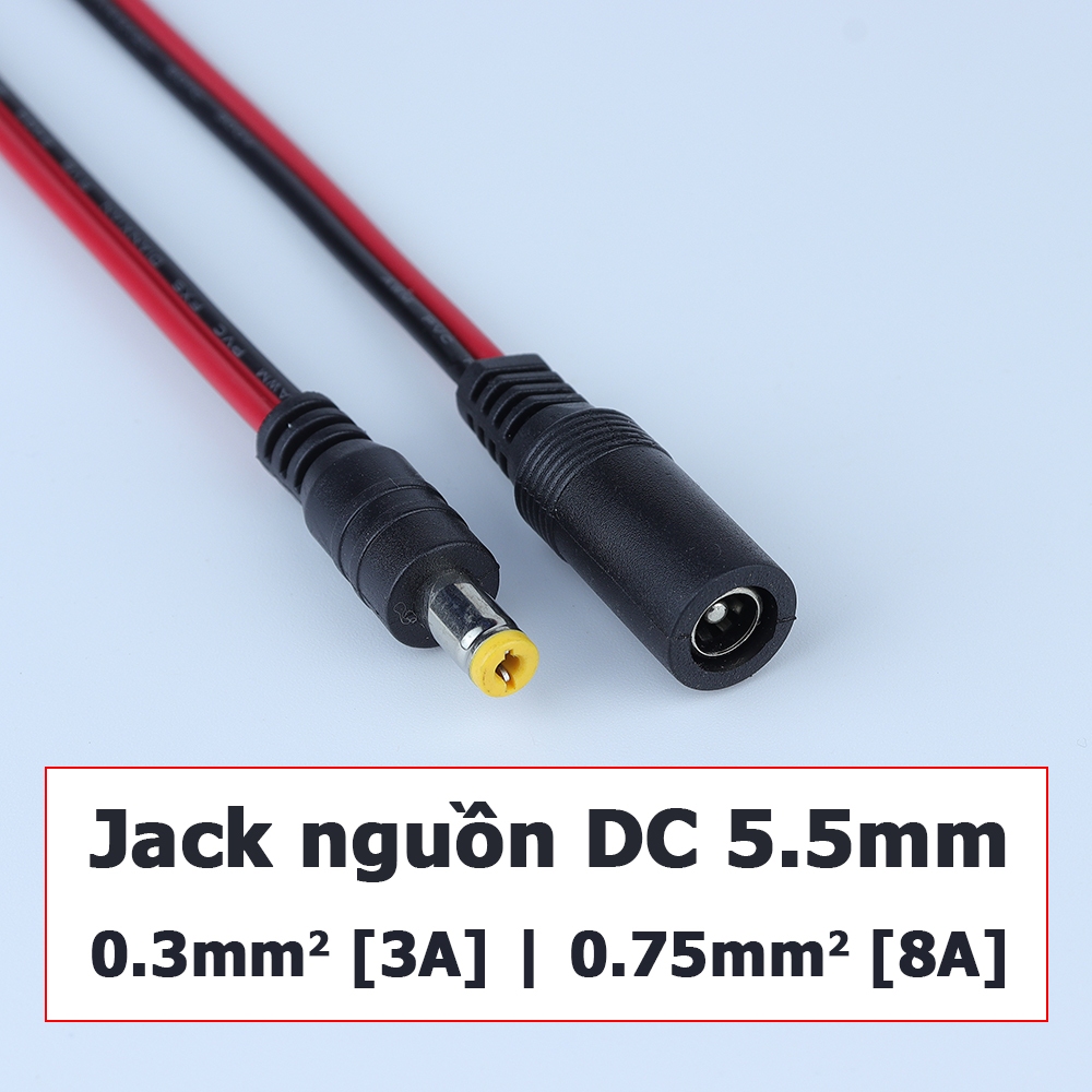 Bộ 5 Dây Jack nguồn DC đực cái 5.5x2.1mm
